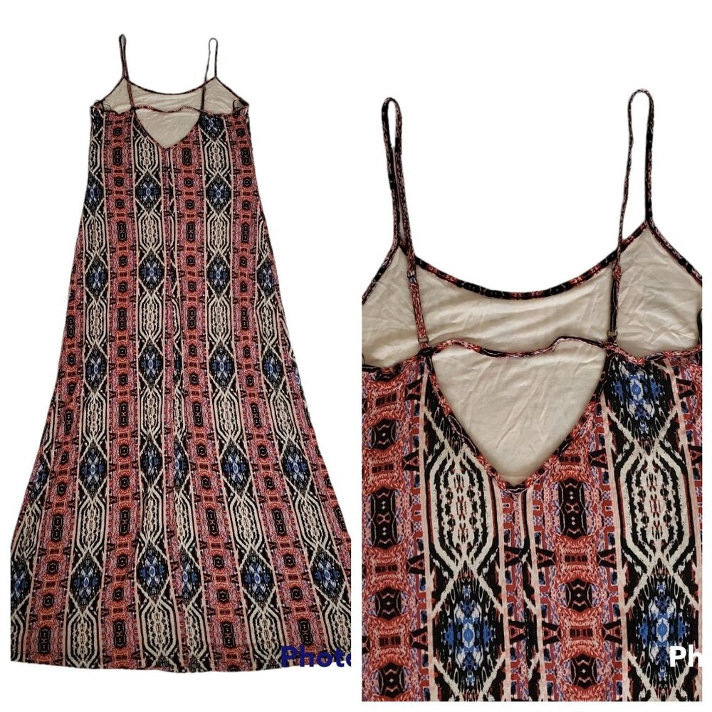 Forever 21 Women's Multicolor Aztec Print Spaghetti Strap Maxi Dress Size Large - Picture 5 of 11